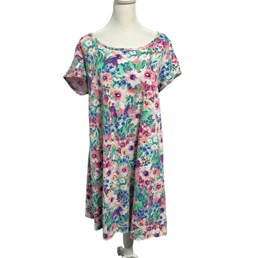 Miss Elaine Short Sleeve Floral Short Nightgown. Size L. EUC